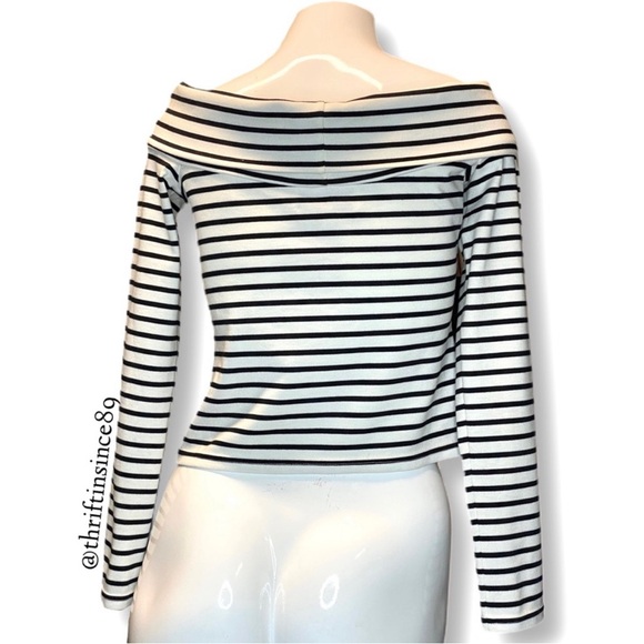 10 Crosby Derek Lam Off Shoulder Striped Top Medium - Picture 5 of 8
